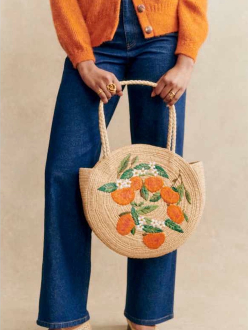 Sézane Raffia Oranges design - never used
